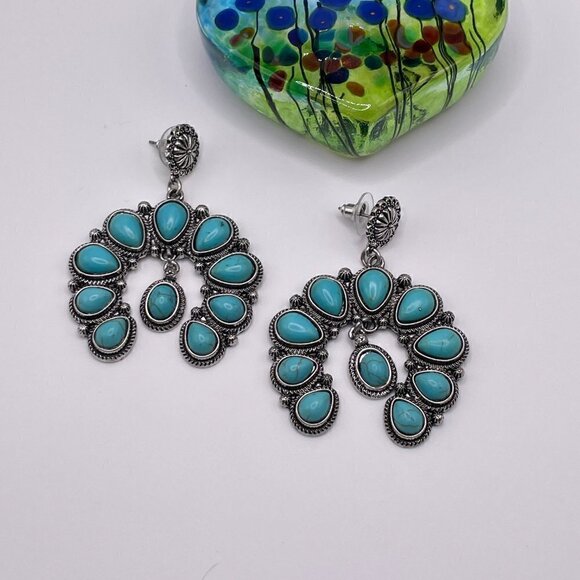 Western Boho Style Silver Concho Naja Earrings #1103 - Picture 7 of 8